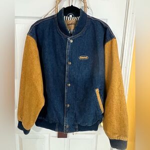 Vintage Tonkin Inc Two Toned Jean Jacket with Stripped Lining - PeterBuilt